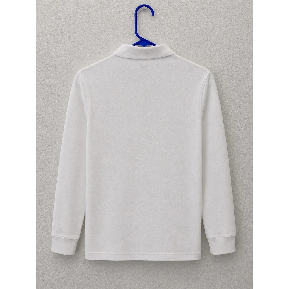 Old Navy unisex Long Sleeve Stretch Pique Polo Shirt White L 10-12